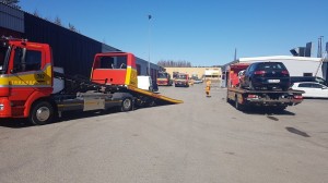 Bild på bärgningsbilar som kör lacktransporter i Falun och Borlänge.